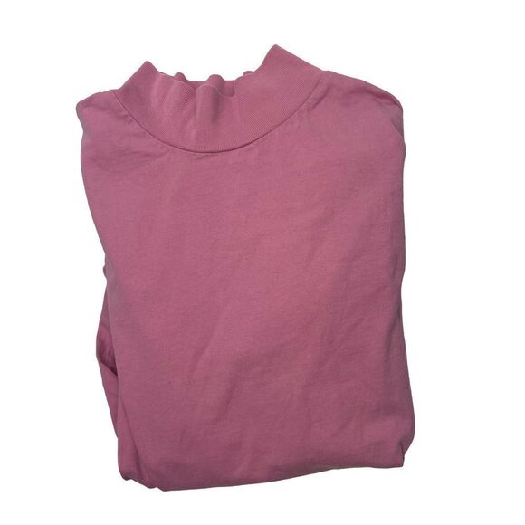 Vintage Only Necessities Pink 100% Cotton Mock Neck Long Sleeve Shirt Size M - Picture 3 of 9
